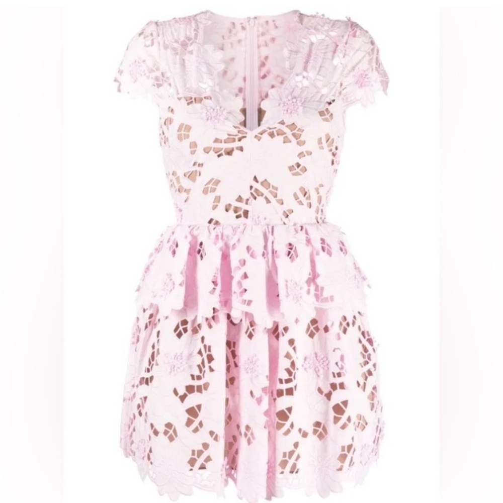 NWT Self Portrait Pink Cotton Guipure Mini Dress.
US 8/UK 12